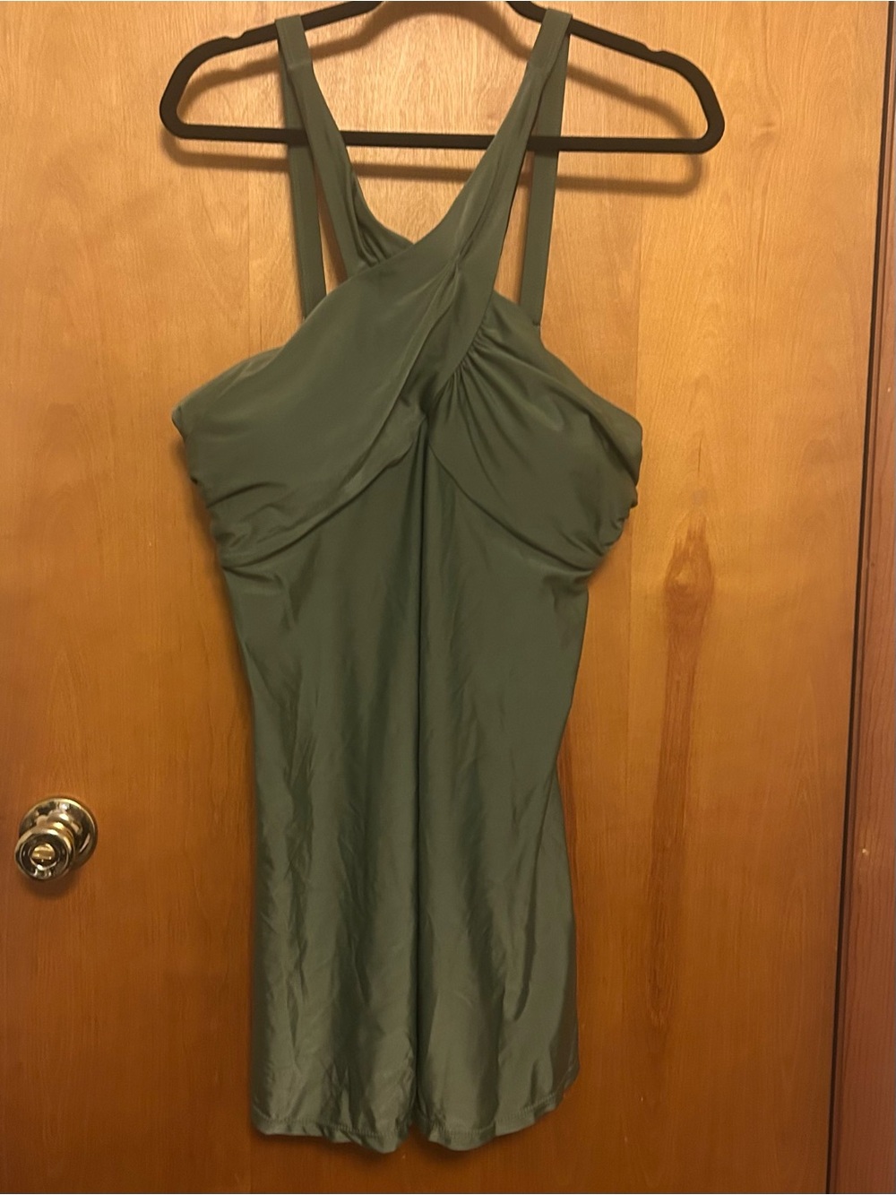 NWOT Kate Kasin Halter Swim Top Olive Green size XL